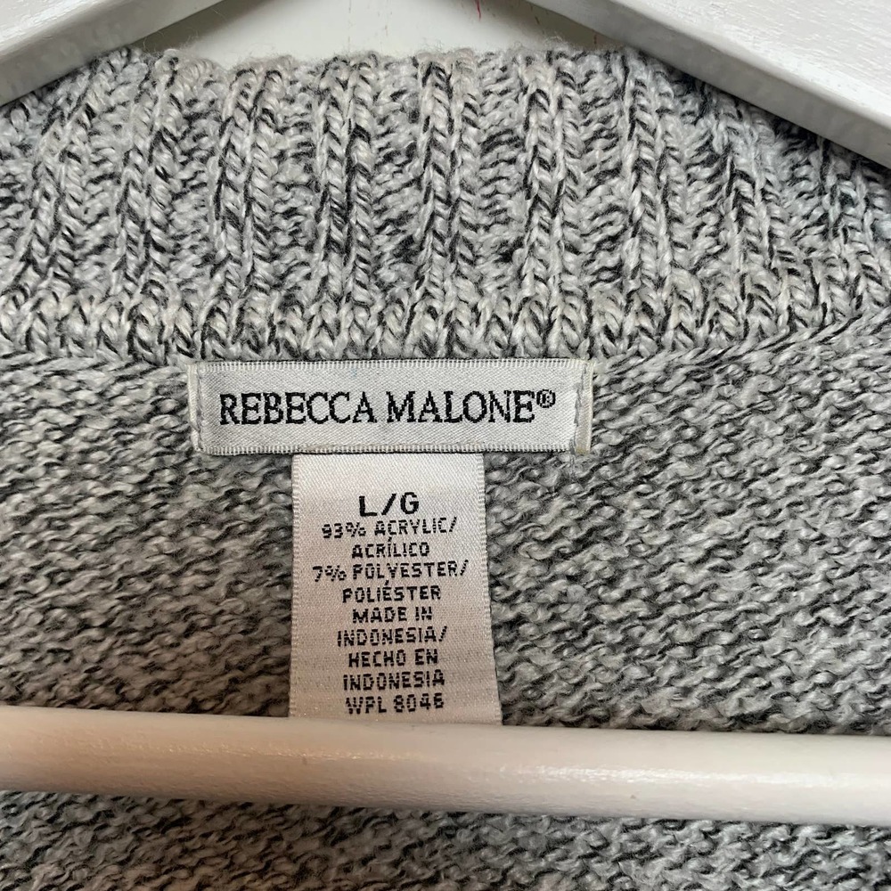 Rebecca Malone Collared Sweater Pullover Grey Space Knit Large Collar - Picture 3 of 4
